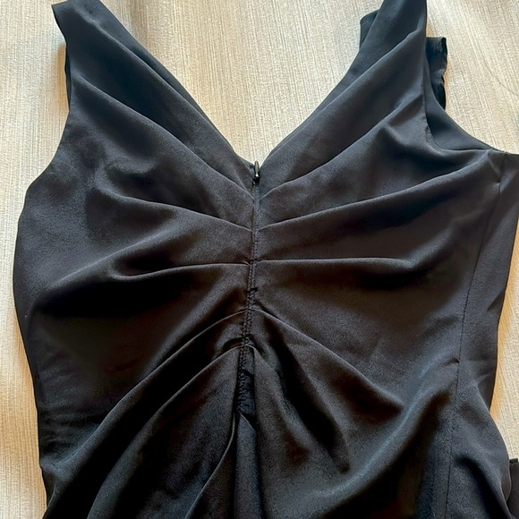 Boston proper size 4  V-neck A line black ruffle designer LBD sexy drop waist. - Picture 13 of 13